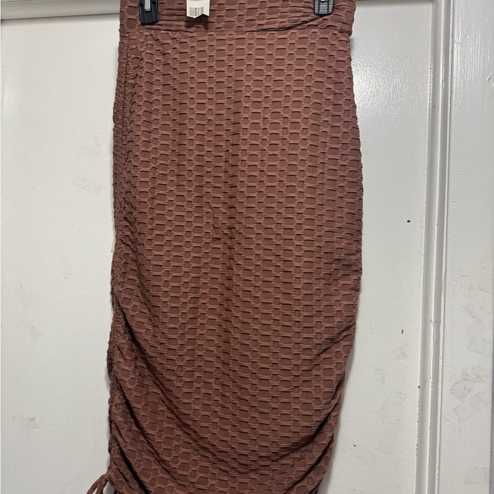 Elegant Textured Brown Pencil Skirt